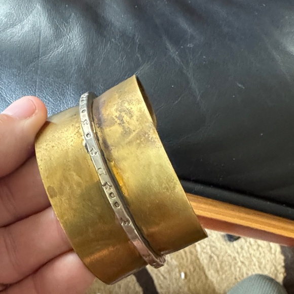 Ak Edgar Stylish Gold and Silver Cuff Bracelet - Picture 2 of 6